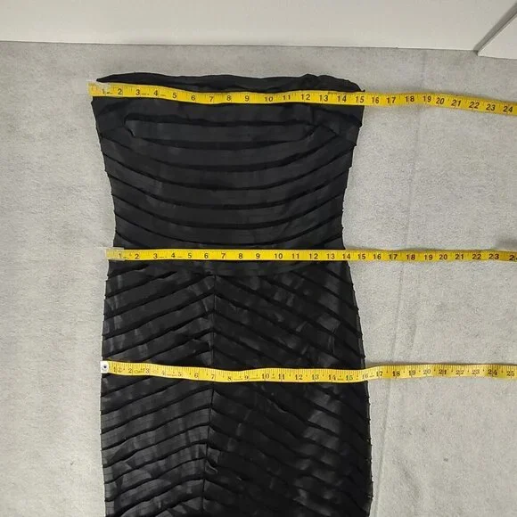 JS Collection Black Strapless Ruched Bodycon Midi Dress – Size Small (EST) - Picture 8 of 12